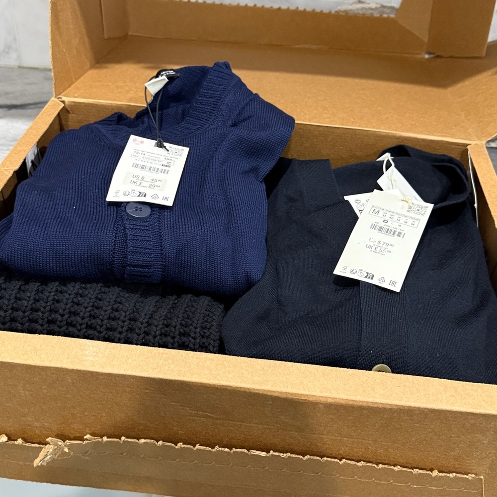 Lot: 5 Zara’s new with tags. Navy and Black Cardigans